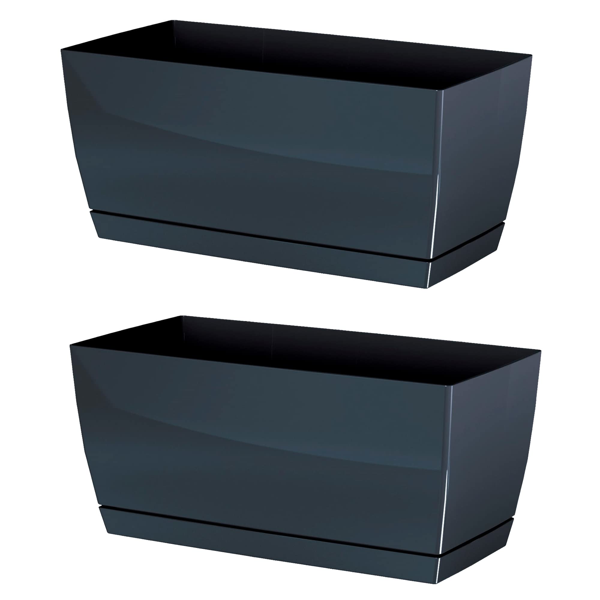 WELL HOME MOBILIARIO & DECORACIÓN 2X Coubi Case P Plastic Planter Color 29 (Long) x 14,2 (Width) x 13,6 (Height) cm, Graphite Grey