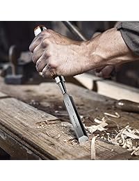 Delihom   Juego de 4 cinceles para carpintería (acero al vanadio cromado con mango de nogal (1 4", 1 2", 3 4", 1")