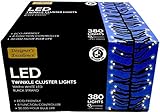 NEW! 12' Decorative Twinkle Cluster Lights, Warm White LED Bulbs with 50,000 Hour Life!! 8 Lighting Mood Scenes with a Click (Twinkle, Flash, Steady, Waves, Fade, More), Indoor/Outdoor, Year-Round Use