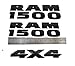 Yoaoo 3x Genune Black Ram 1500 Plus 4x4 Emblem Badge 3D Emblem Decals Nameplates Flat Letter Matte OEM