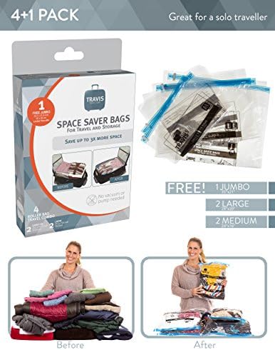 Travis Travel Storage bags. vacuum space saver compression, no pump needed.