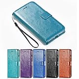 iPhone 7 Plus Case, HLCT PU Leather Case, With Soft TPU Protective Bumper, Built-In Kickstand, Cash And Card Pockets, For iPhone 7 Plus (Teal)