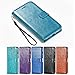 HLCT iPhone 8 Plus Case, iPhone 7 Plus Case, PU Leather Wallet Case, with Soft TPU Protective Bumper, Built-in Stand Kickstand, Cash and Card Pockets (Teal)