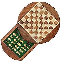 Wooden Chess Set for Kids and Adults 12" - Magnetic Round Large Folding Chess Board Game Sets - Storage for Pieces | Wood Pawns - Unique E-Book for Beginner - 2 Extra Queens