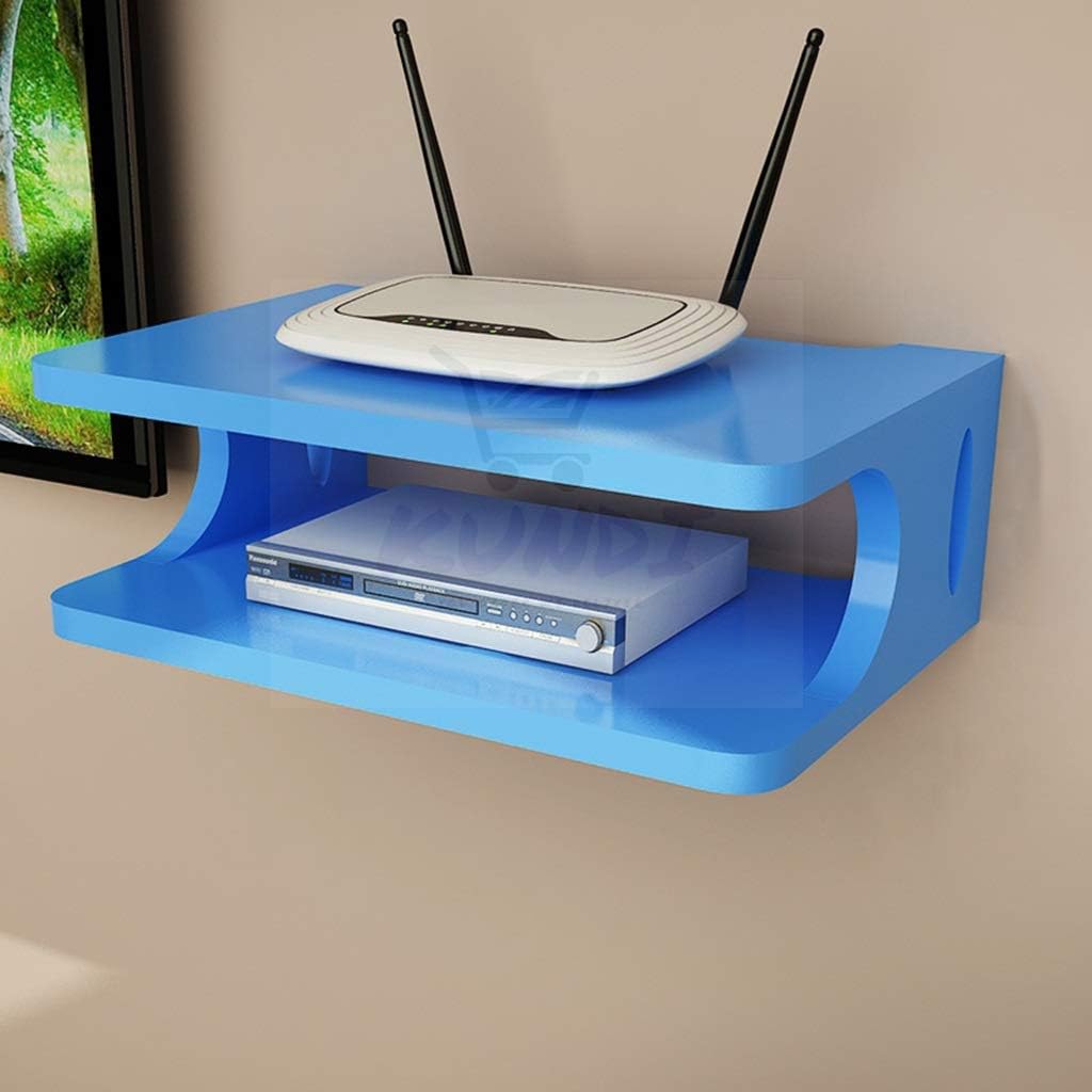 Kundi Remote Control Holder Wooden Storage Box Holder TV Set-top Decorative Wall Shelves Rack (Blue)