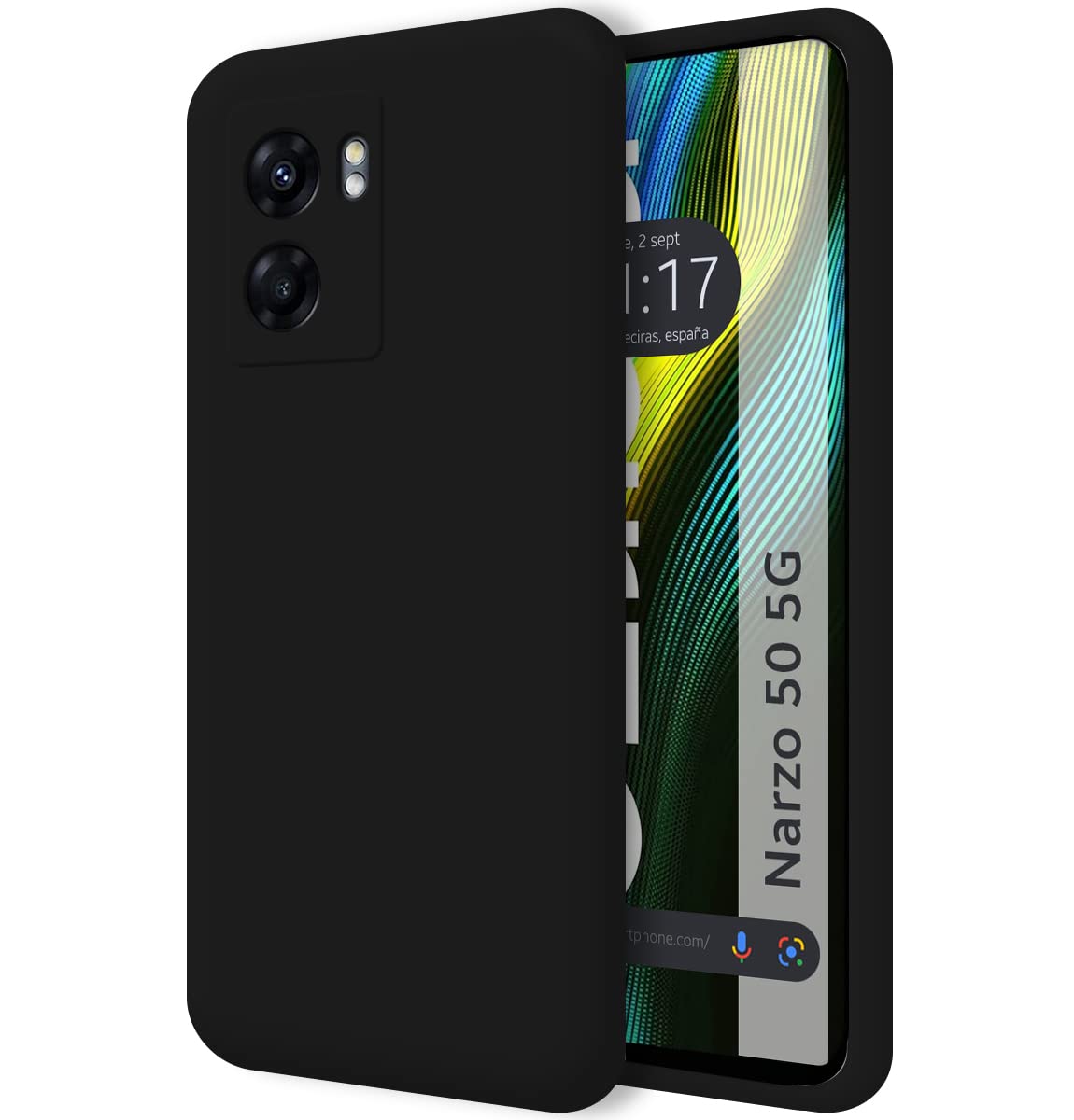 Tumundosmartphone Silicone Liquid Ultra Soft Case for Realme Narzo 50 5G Black