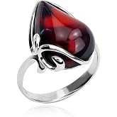 Ian and Valeri Co. Black Cherry Amber Sterling Silver Ring