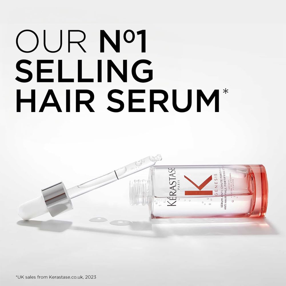 Kérastase Genesis Hair Serum, Nourishing & Fortifying Leave-In Conditioner, For Weakened Hair, With Ginger Root & Edelweiss Flower, Sérum Anti-Chute Fortifiant, 90 ml
