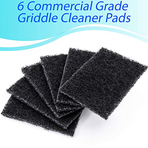 6 Commercial Grade Griddle Cleaner Pads, Clean Grease from Metal Grills