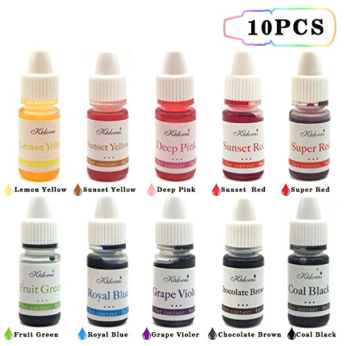 Ktdorns Food Coloring Liqua-Gel - 10 Color Variety Kit in .25 fl. oz. (6ml) Bottles