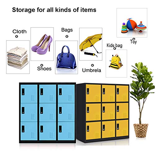 Small Office Storage Locker Cabinet Organizer for Employee,School Locker for Kids Mini Size (Blue, W9D)