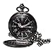 HJIAN Pocket Watch Black Roman Retro Vintage Quartz Pocket Watch Roman Numerals Steampunk Fob Watch