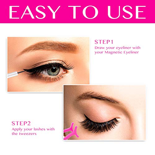 Professional Magnetic Eyeliner and Lashes Kit - 2 Pairs - Magnetic Eyeliner to Use with Magnetic Lashes - Natural Look - With Applicator - Thumbnail 4