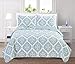 Home Fashion Designs Arabesque Collection 3-Piece Luxury Quilt Set with Shams. Soft All-Season Microfiber Bedspread and Coverlet with Unique Pattern Brand. (Full/Queen, Mineral Blue)