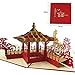 Sizet 2PCS Chinese Pavilion 3D Pop Up Greeting Card Handmade Happy Birthday Mother's Day Father's Day Wedding Anniversary Friendship Easter Thanksgiving New Year Valentine's Day