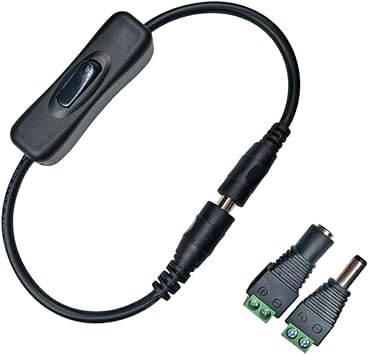Liwinting Dc 12v En Linea Encendido Apagado Del Cable Del Interruptor 1 Macho 1 Hembra Conector Dc 2 1 Mm X 5 5 Mm Dc Cable De Alimentacion Jack Adaptador Conector Enchufe Amazon Es Electronica