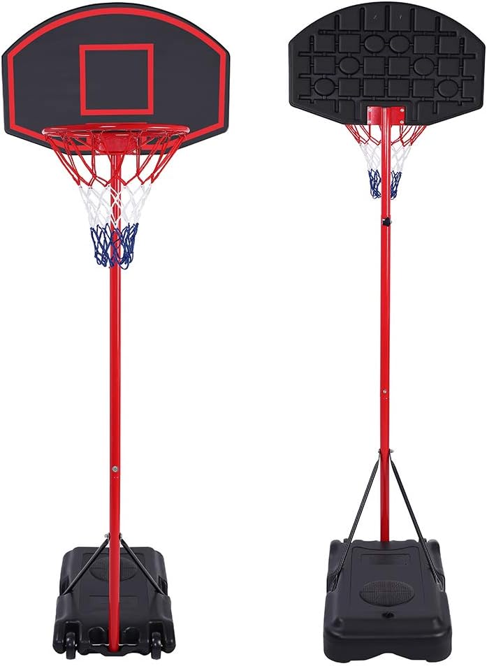 Newzeroin Portable Basketball Hoop Portable Mini Basketball Hoop System for Kids Teenagers, Height Adjustable(5.8-7.4 ft) Basketball Hoop W/Wheels Indoor Outdoor Basketball Stand System(US Stock)