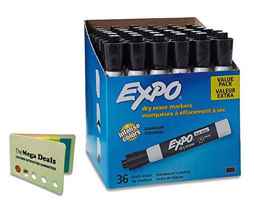 Expo 1920940 Low Odor Dry Erase Markers, Chisel Tip, 36 Count, Black