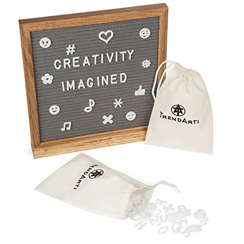 Gray Felt Letter Board with 696 Letters, Numbers & Symbols 10x10 inches :: Changeable Letter Board for Quotes, Messages, Displays & More :: Hangs or Stands Alone:: Includes Bonus Storage Bags