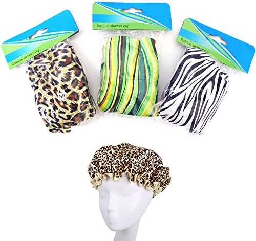 3 Pc Fashion Shower Caps Waterproof Cap Elastic Band Bathing Hair Kids 9 D x 7 H