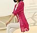 Meditative Rose Women's Thin Crochet Knitted Front Cardigan Pocket Sweater (Rosy)