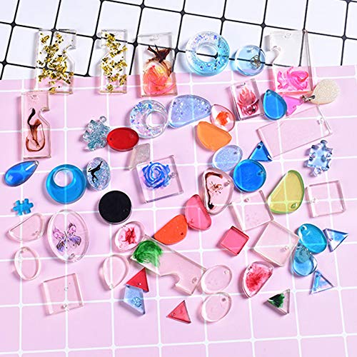 3 pcs Silicone Resin Casting Molds, FineGood DIY Jewelry Pendent Craft Making Moulds with Hanging Hole