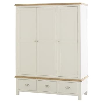 The Furniture Market Cotswold Cream Painted 3 Door 3 Drawer Triple