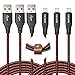 Durable iPhone Cable, Aasama 3 Pack 6 Feet Certified Nylon Braided 8 Pin Lightning to USB Cable (With Leather Strap)