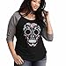 Malloom Women's Plus Size Skull Printed O-Neck Baseball T-Shirt Casual Blouse Fashion Tops (XXL, Black)