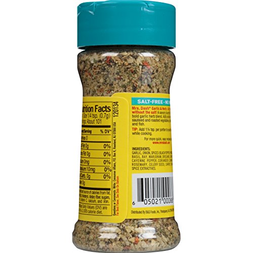 Mrs Dash Seasoning Blend, Garlic and Herb, 2.5 oz