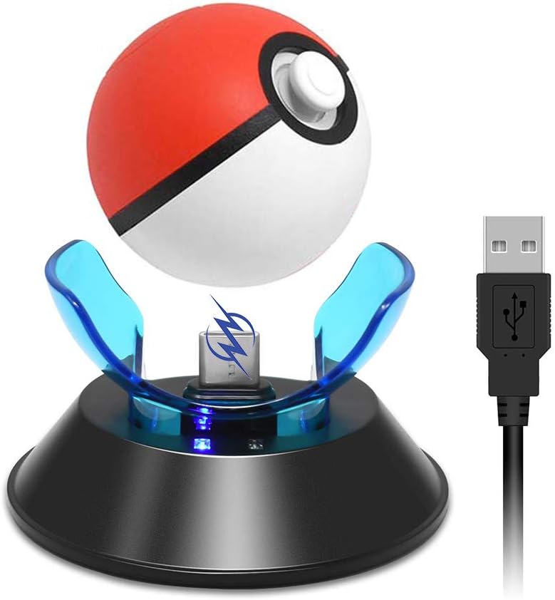 Charger Stand for Nintendo Switch Pokeball Plus Controller, Charge Dock Station Holder with Type-C Charger Cable Accessories for Nintendo Pokémon Lets Go Pikachu Eevee Game Controller(Black)