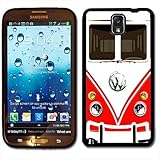 Samsung Galaxy Note 3 Black Rubber Silicone Case - VW Bus Red Front of the panel Surf Bus