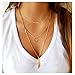 Wowanoo Simple Multilayer Pendant Necklace Boho Feather Chain Necklace Jewelry for Women 3G