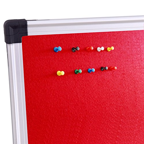 XBoard Red Decorative Fabric Bulletin Board with Sliver Aluminum Frame, 48 x 36 inch Wall Mounted Fabric Message Notice Board for Home Office School
