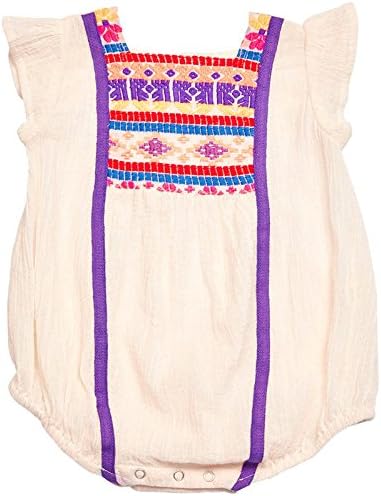 Pink Chicken Pink Chicken Baby Girls Lulu Bubble, Antique/White Multi Embroidery, 3/6 months