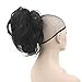 Oubeca Adjustable Claw Ponytail Hairpiece Layered Wavy Messy Pony tail Extensions (1B Natural Black)