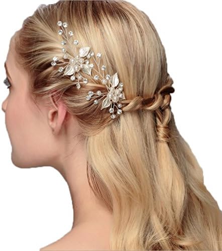 Welovedresses Hair Pin Bridal Accessories Headdress Crystal And Pearls Headpiece (silver)