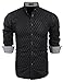 Coofandy Men's Business Stylish Slim Fit Long Sleeve Casual Dress Shirt,Black,Large