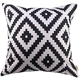 HOSL Black and Withe Geometry Decorative Throw Pillow Cover Cushion Case Pillow About 18-Inch