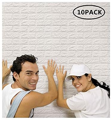 Arthome White Brick 3D Wall Panels Peel and Stick Wallpaper for Living Room Bedroom Background Wall Decoration
