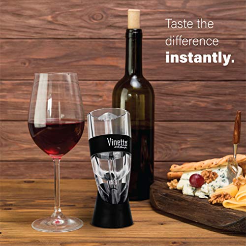 Vinetto Wine Aerator - Makes Your Wine Taste Better - Three Aerating Layers - Premium Wine Bottle Pourer for with Gift Travel Pouch & Drying Stand - Thumbnail 2