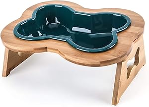 ALBOLET Raised Cat Small Dog Bowl - Elevated Dog Cat Food Bowl Stand Feeder with Ceramic Bowl Anti-overturning for Pet Cat Small Dog Bowl