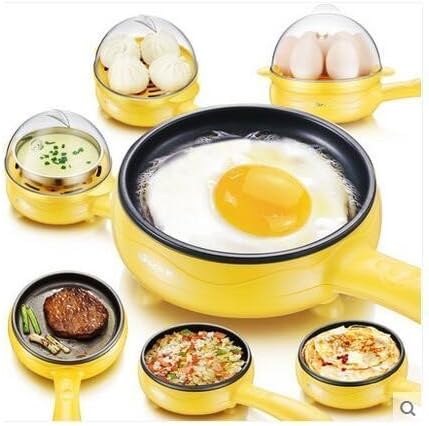 R Dabhi Multifunctional 2 in 1 Electric Egg Frying Pan with Eggs Boiler Machine Measuring Cup with Handle