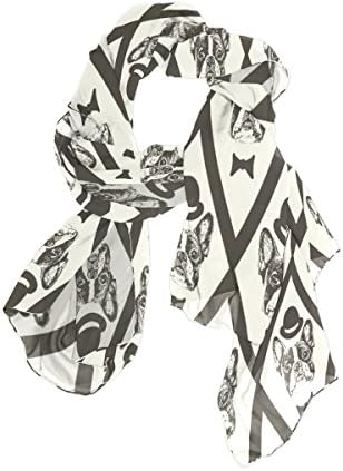 Sunlome Women's Scarves Hipster French Bulldog Puppy Shawl Wraps Silk Scarf