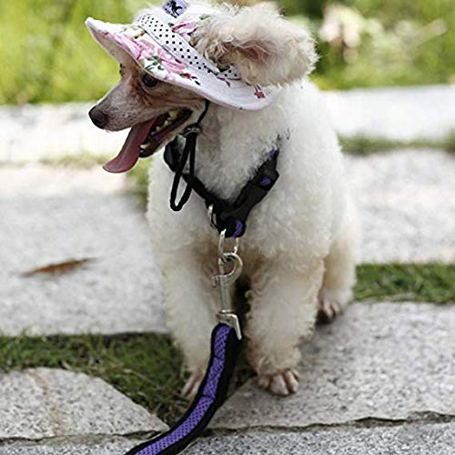 Leson Baseball Caps Hats with Neck Strap Adjustable Comfortable Ear Holes for Small Medium and Large Dogs in Ourdoor Sun Protection (M, Pink Princess) - Thumbnail 3