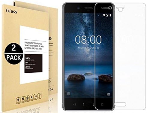 [2 Pack] Nokia 8 Screen Protector, Fljie [HD Clear][Anti-Scratch][9H Hardness][3D Touch Compatible][100% Touch Sensitivity] for Nokia 8 (Nokia 8)