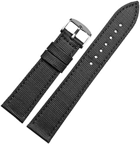 Black Nylon Fabric Canvas Leather Watch Strap Band 18mm 20mm 22mm 23mm 24mm