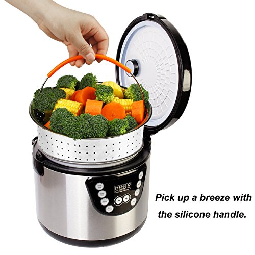 Steamer Basket, Aiduy Stainless Steel Strainer Steamer Insert Vegetable Steamer Basket Egg Rack Stand with Premium Silicone Handle Compatible with Instant Pot Accessories 6 or 8 Qt Pressure Cooker