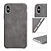 TOOVREN for iPhone X Leather Case Protective Ultra Thin Vintage Anti-Slip Grip Shell Hard Back Cover for iPhone X /10 5.8'' Gray