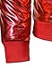 JOGAL Mens Metallic Nightclub Styles Zip Up Varsity Baseball Bomber Jacket Medium Red